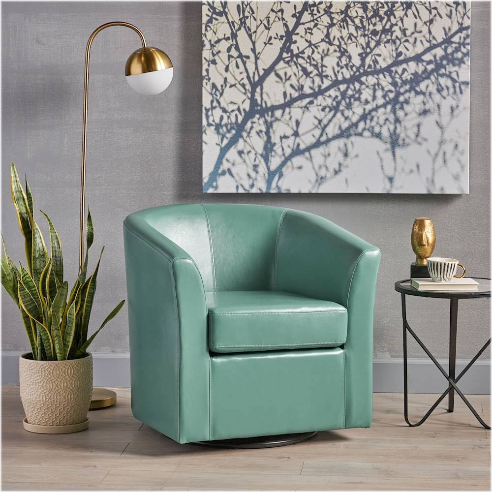 Turquoise Faux Leather Swivel Club Chair W99735