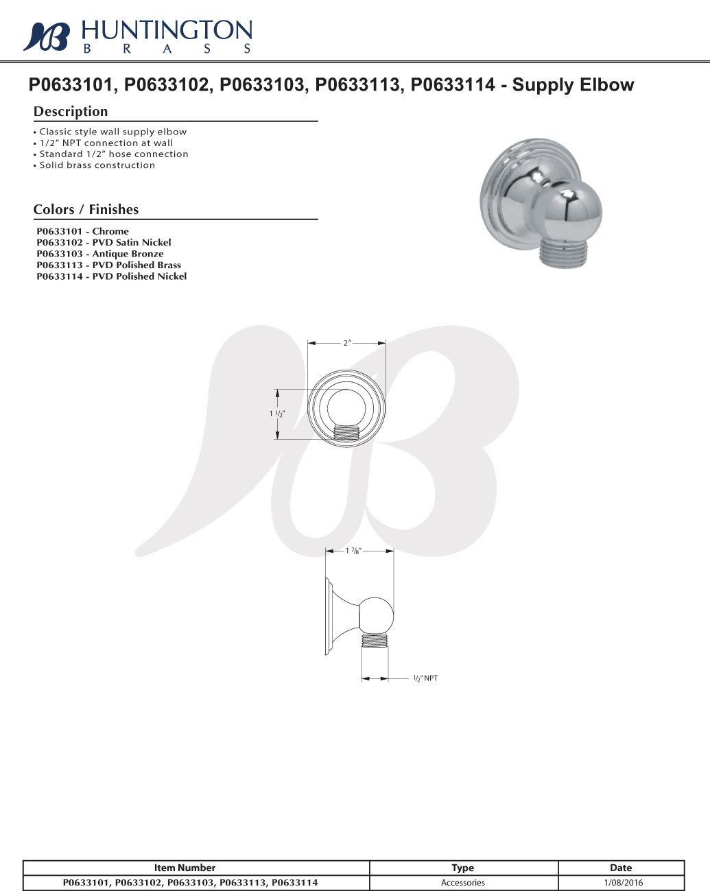 Wall Supply Elbow PVD Satin Nickel Z4625