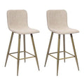 Fabric Full Back Barstools, Gold and Beige (Set of 2) A60588
