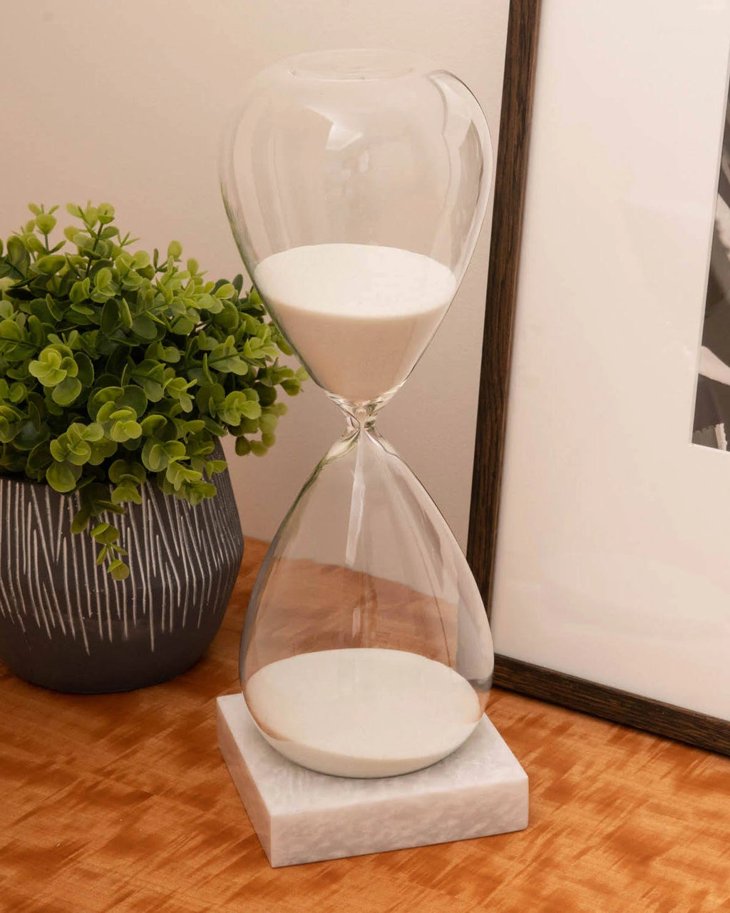 90-Minute Hourglass Sand Timer on Marble Base with White Sand G1069