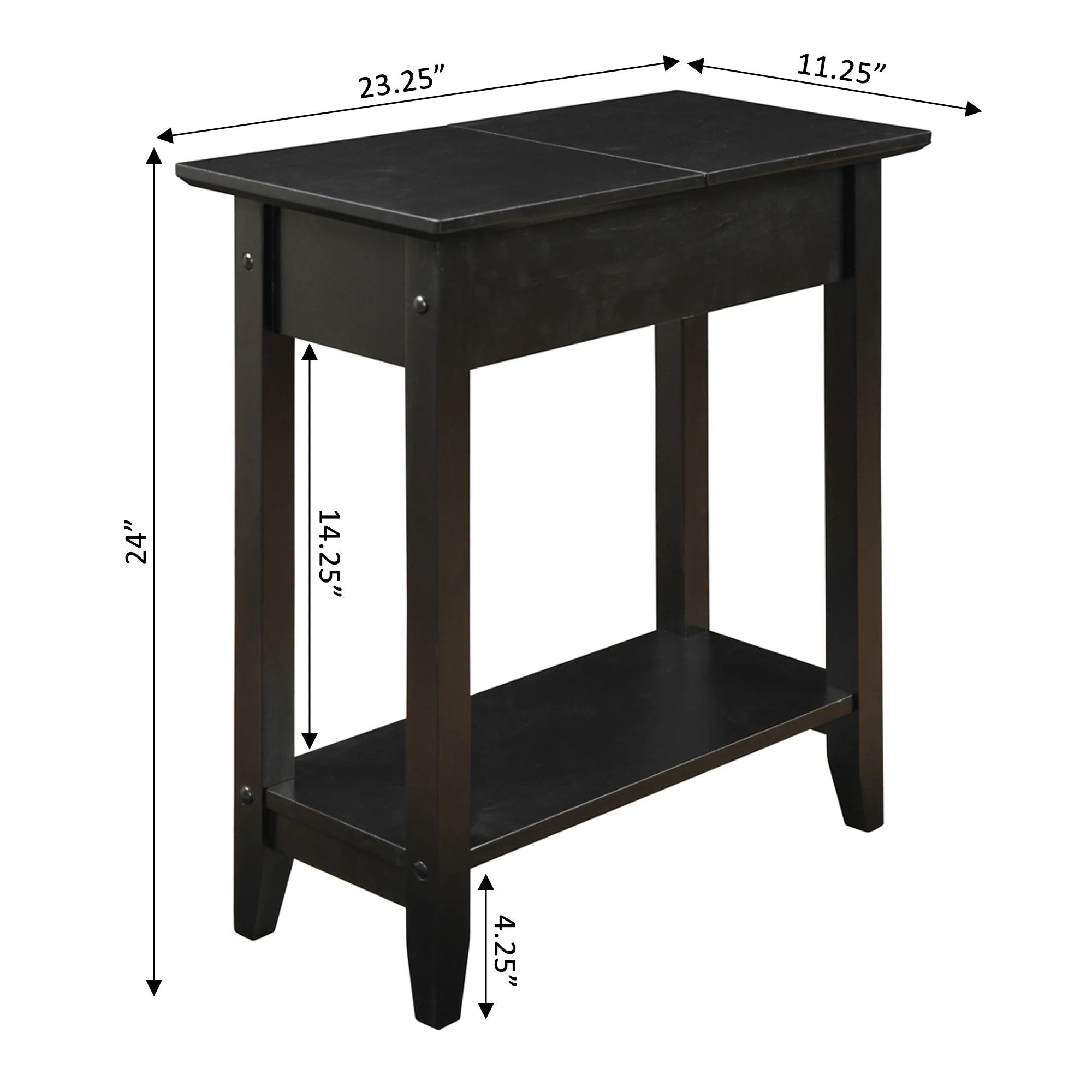 Black Flip Top End Table with Shelf S93131