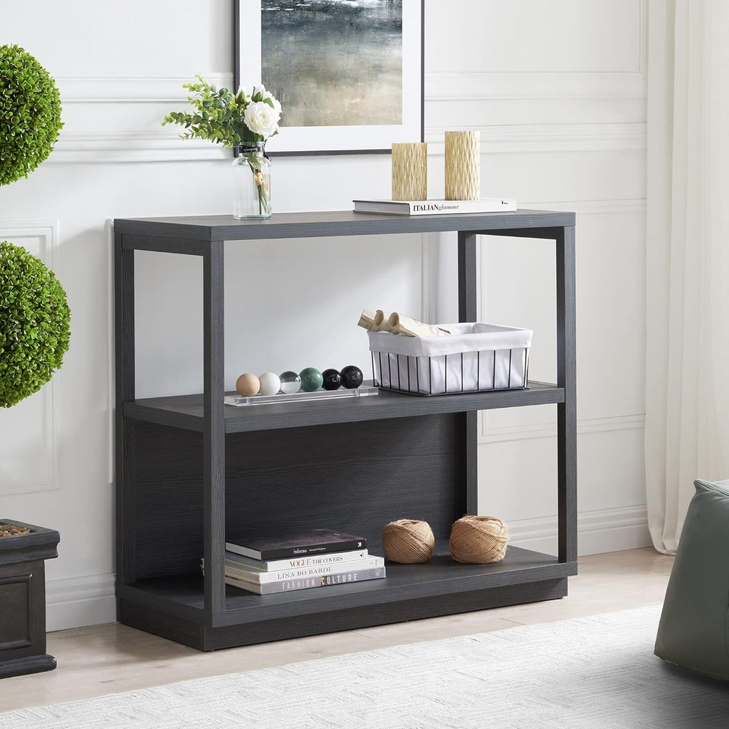 Charcoal Gray 3-Tier Wood Bookcase I460