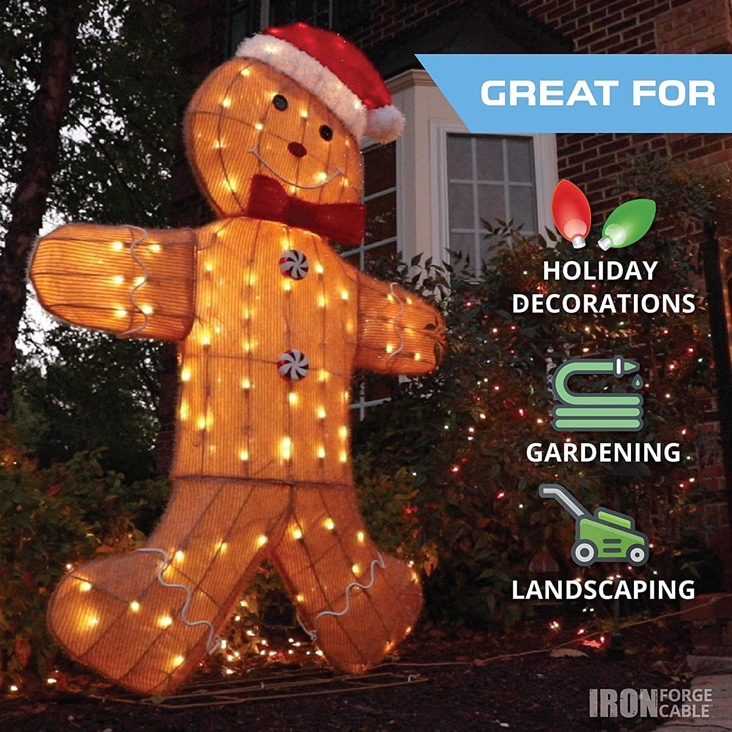 100 Ft All Weather Extension Cord with 3 Electrical Power Outlets, 16/3 SJEOW Lighted Outdoor Cable P423