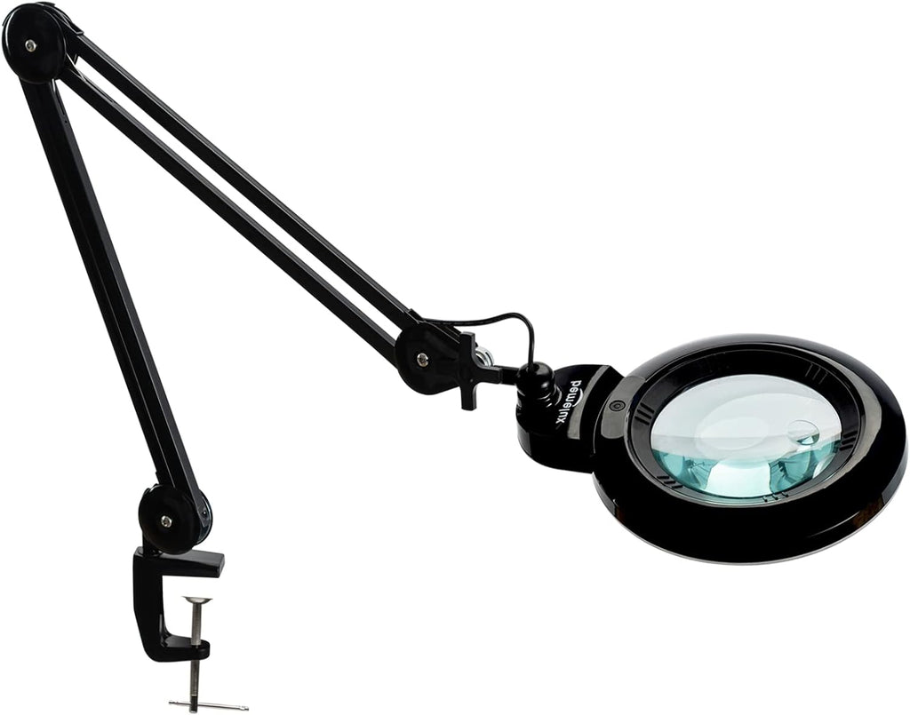 Magnifying Desk Lamp with Clamp, 5 Diopter with 20 Diopter, 6 Inch Detachable Lens, 1200 Lumens Swivel Arm Q45256