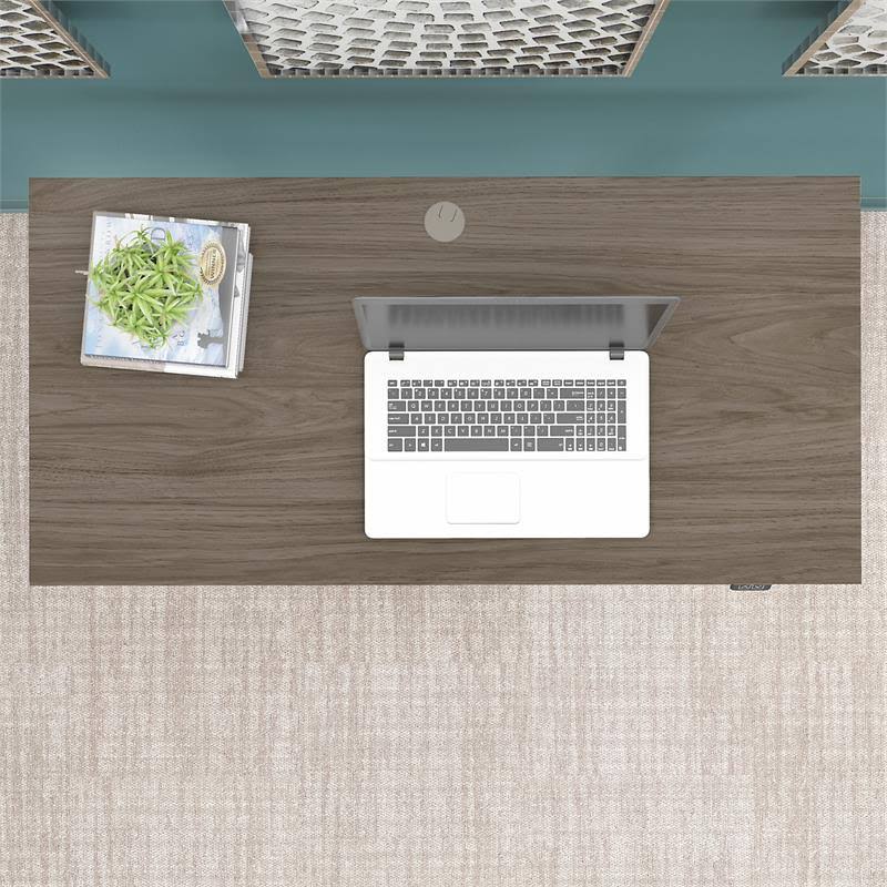 Electric Height Adjustable Standing Desk in Modern Hickory Y35664
