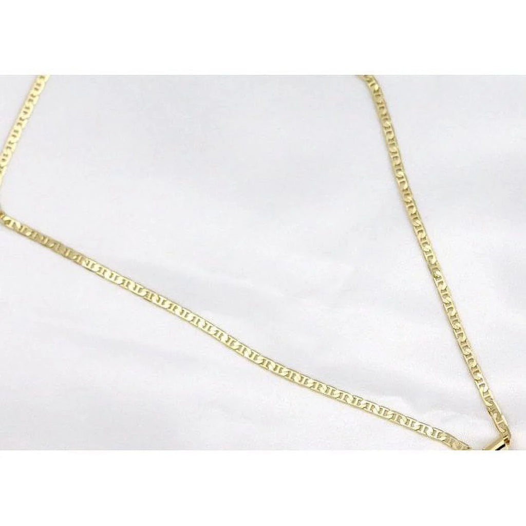 14K Bonded Gold Cuban Chain Necklace with Initial Letters Charm N477