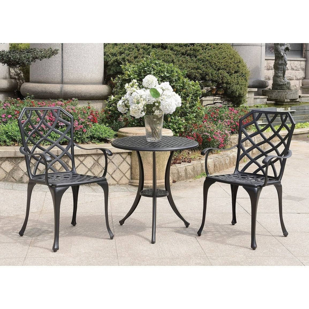 Black Table Set of 1 Table and 2 Chairs with Cabriole Legs L190196
