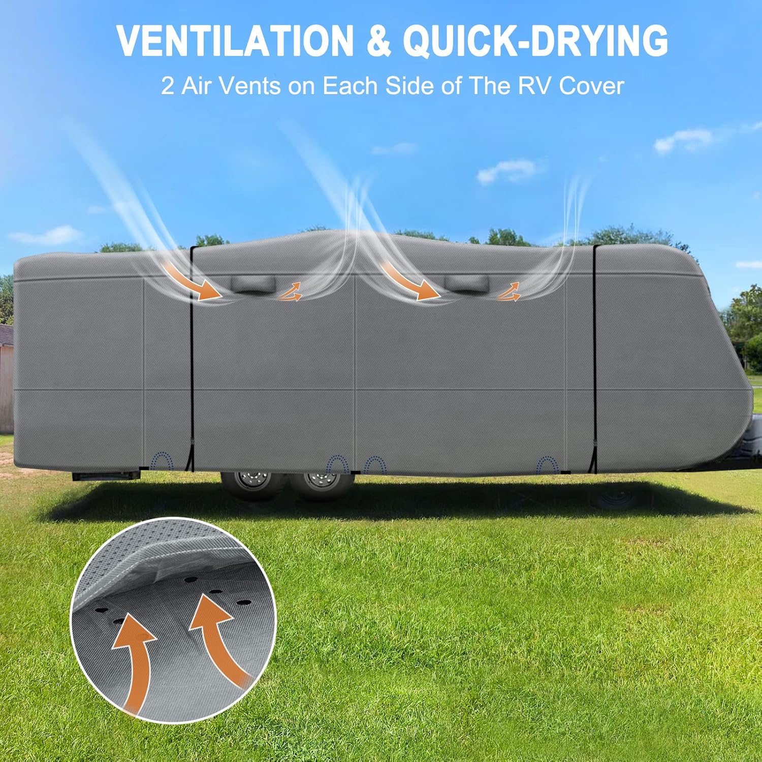 Heavy Duty 5 Layers Anti-UV Camper Cover for 22'1 - 24' Motorhome with Gutter Spout Covers Z8711