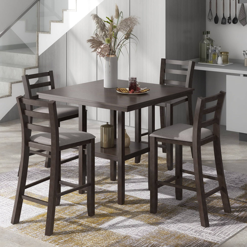 5pcs Counter Height Dining Set with Padded Chairs P398788