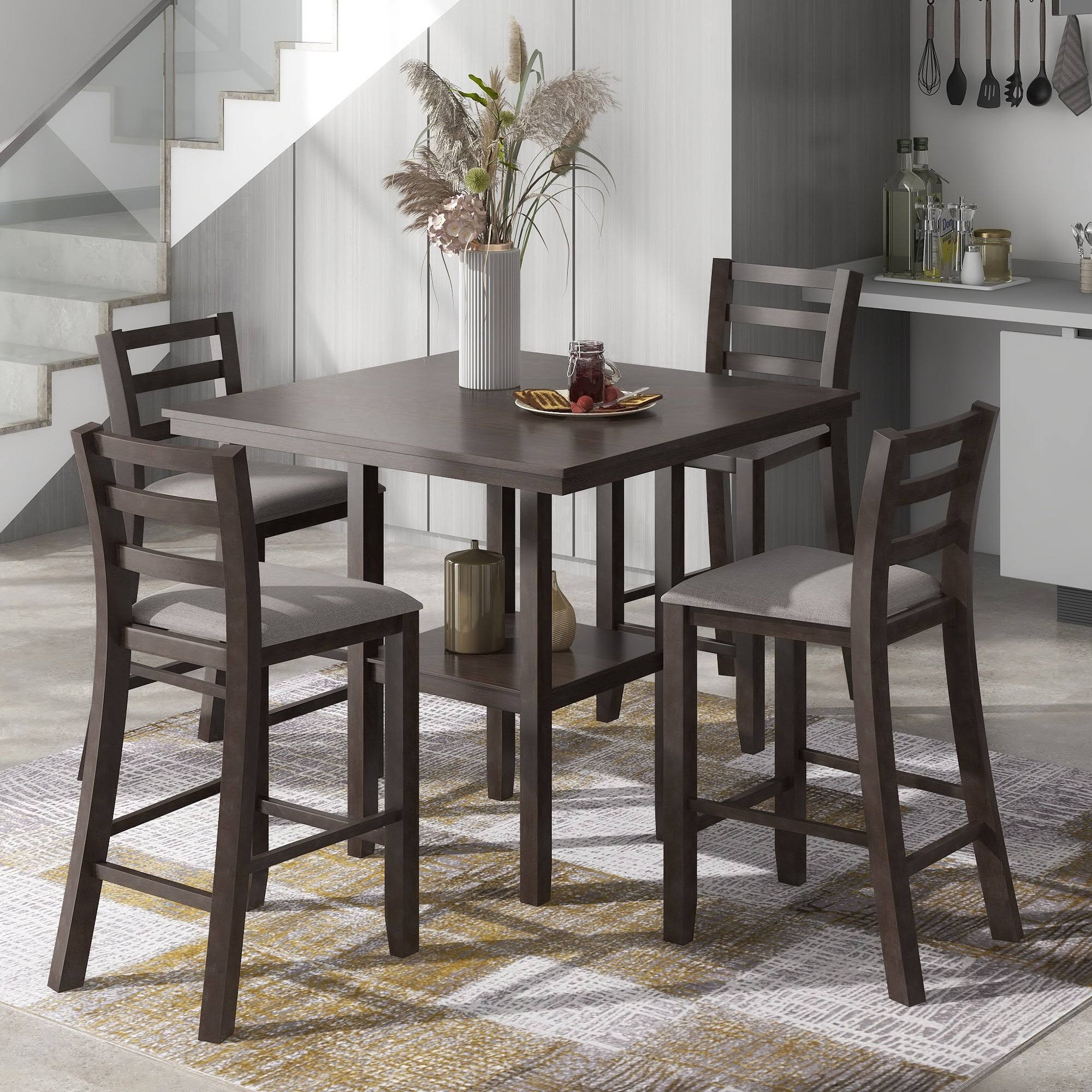 5pcs Counter Height Dining Set with Padded Chairs P398788
