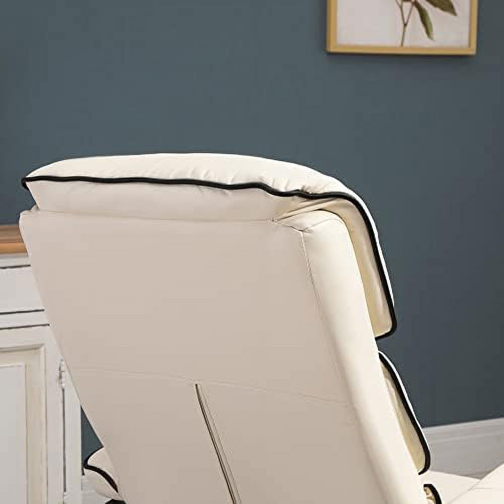 Cream White PU Leather Swivel Recliner Chair with Ottoman H832