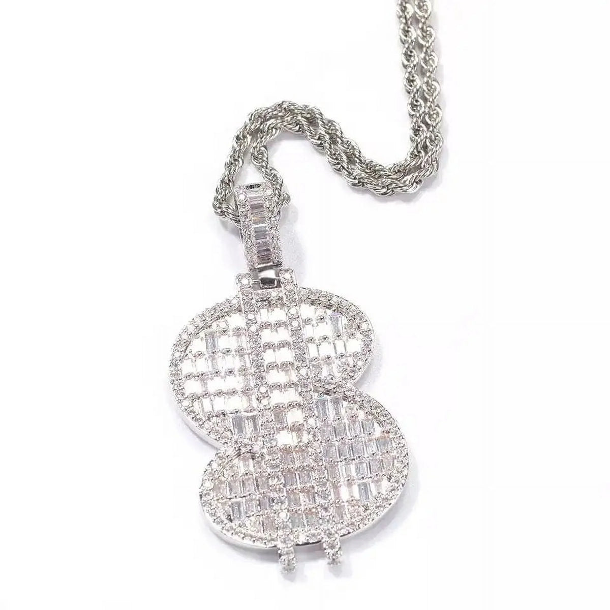 14K Gold Over Finish Simulated Diamond Pendant Necklace S7292