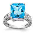 14 Karat White Gold Emerald Cut Blue Topaz and Diamond Ring L791427
