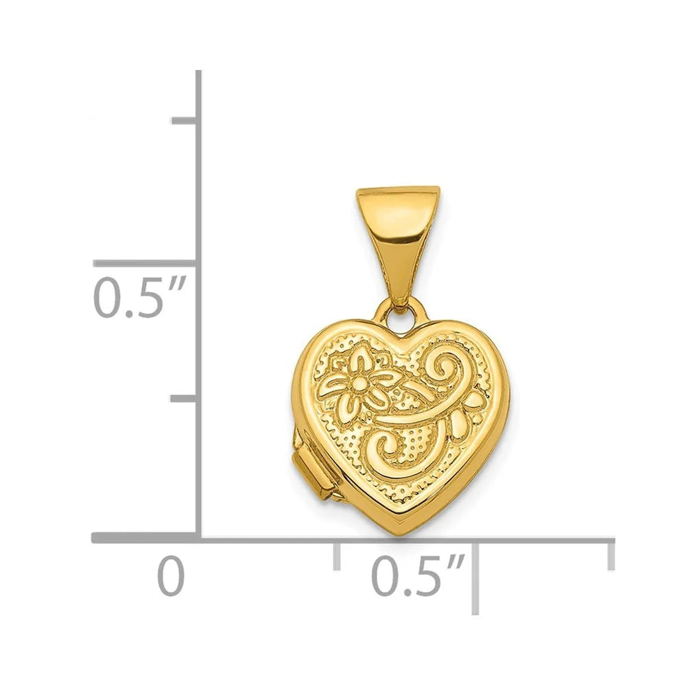 14k Gold 10mm Heart Locket Pendant Necklace K465818