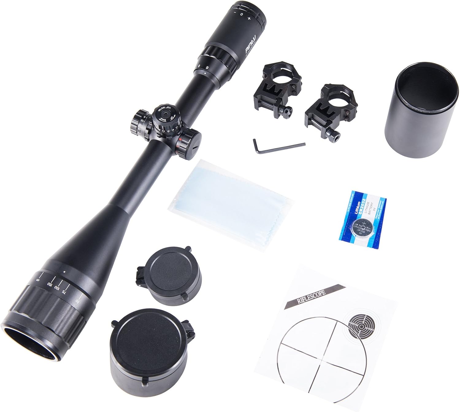 6-24x50 AO Mil Dot Scope with Sunshade Tube & Flip-Open Covers Pack of 2 Q836