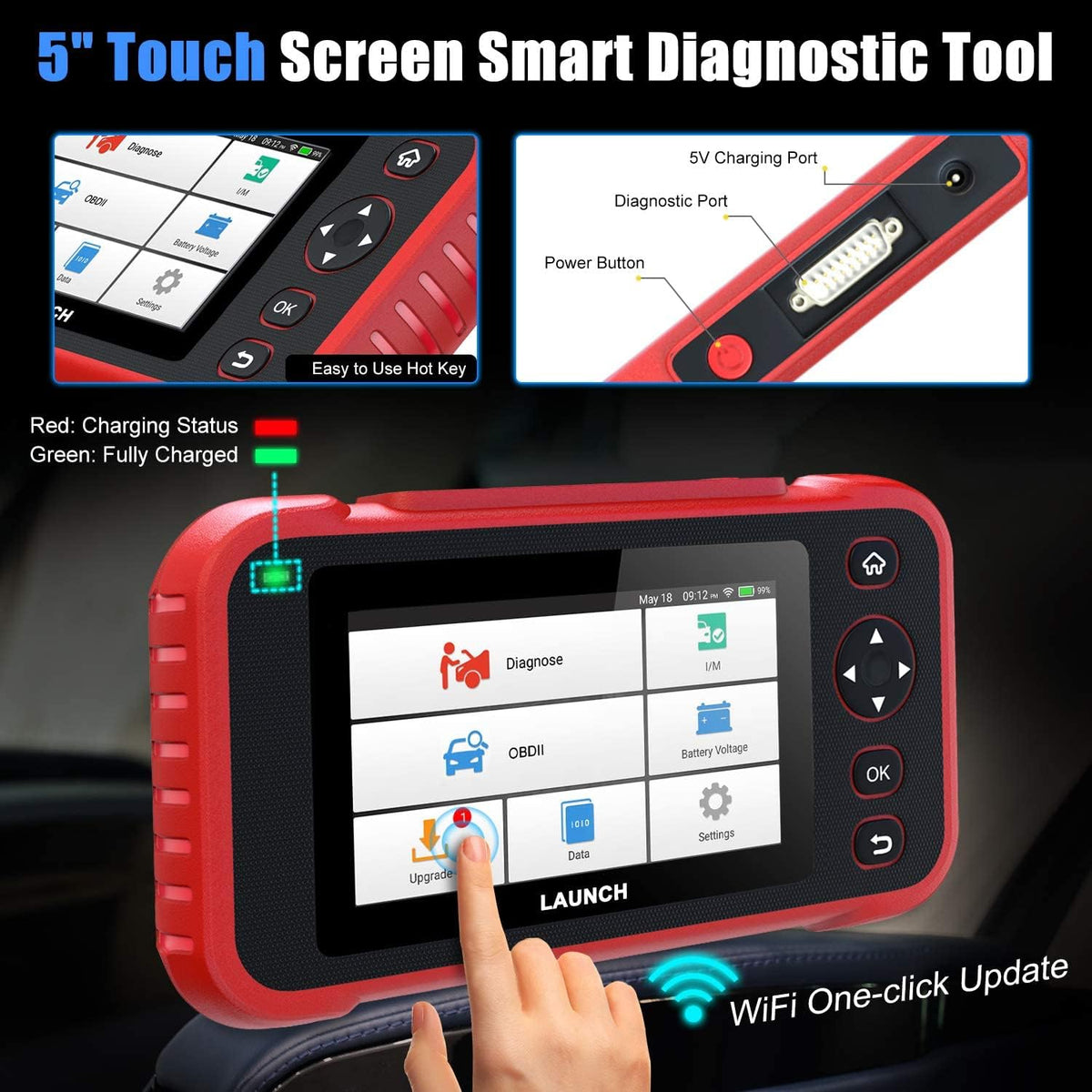 OBD2 Scanner Car Code Reader Scan Tool with 5 Touchscreen W475791