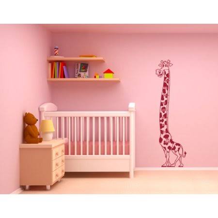 Lilac 20in x 71in Giraffe Wall Decal Height Ruler J44473