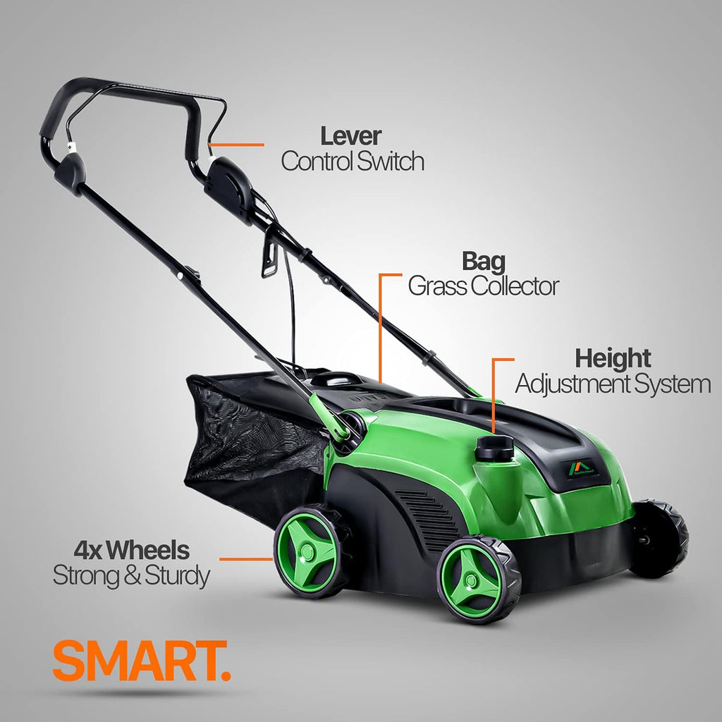 2 in 1 Corded Electric Walk Behind Scarifier Lawn Dethatcher with Collection Bag Q869