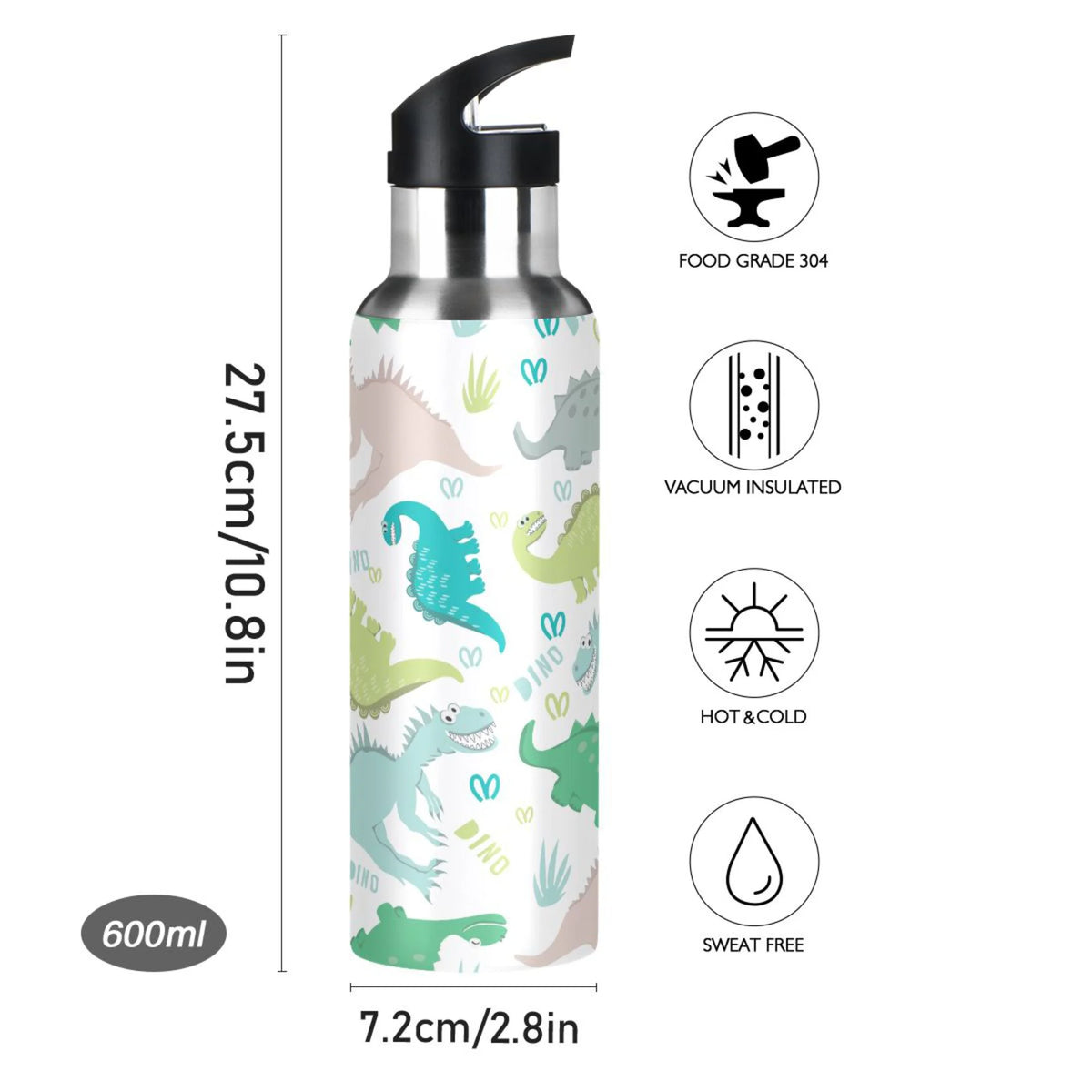 Stainless Steel Insulated Water Bottle with Straw Lid U4544