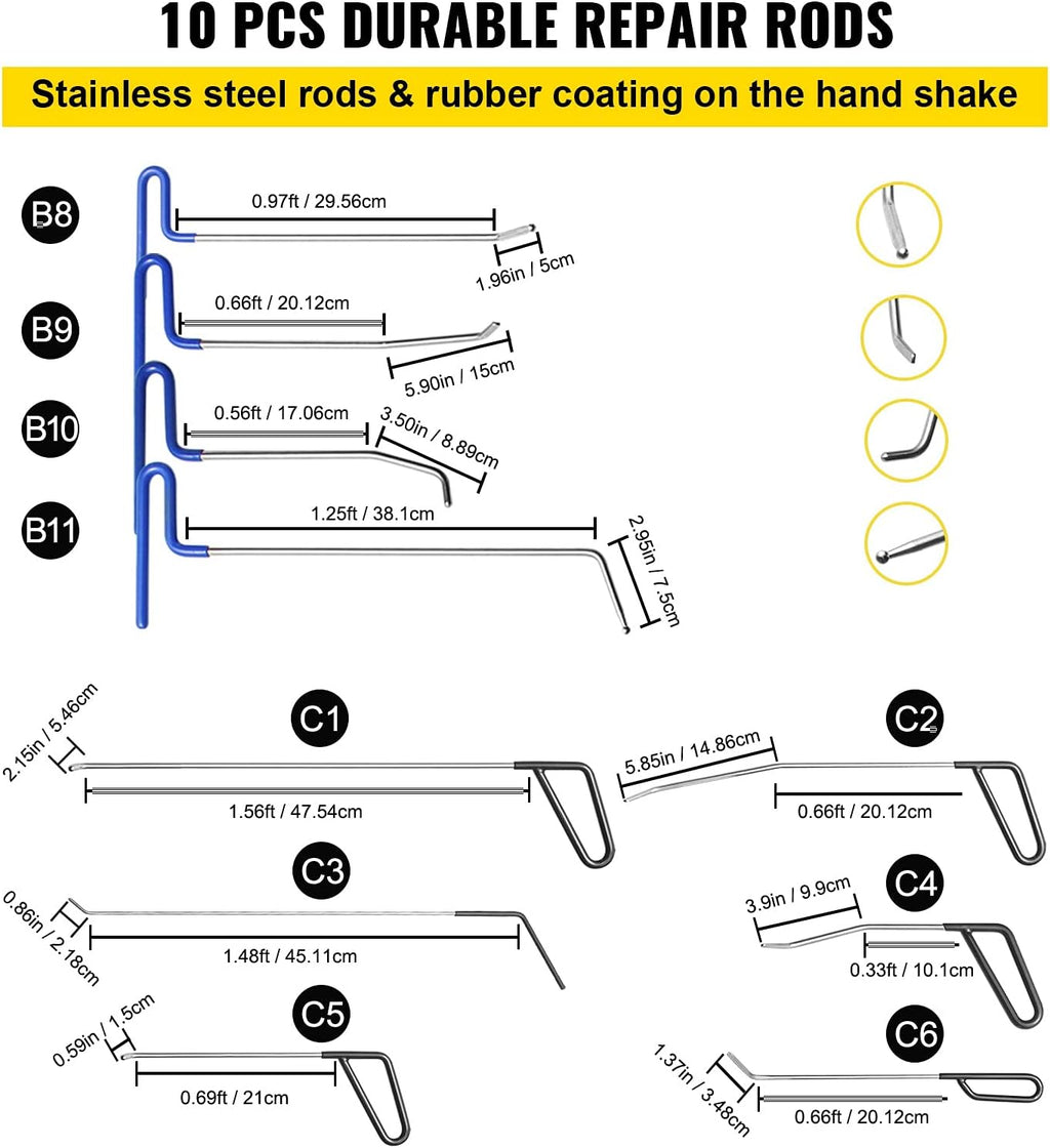 68 PCS Stainless Steel Paintless Dent Repair Kit P603
