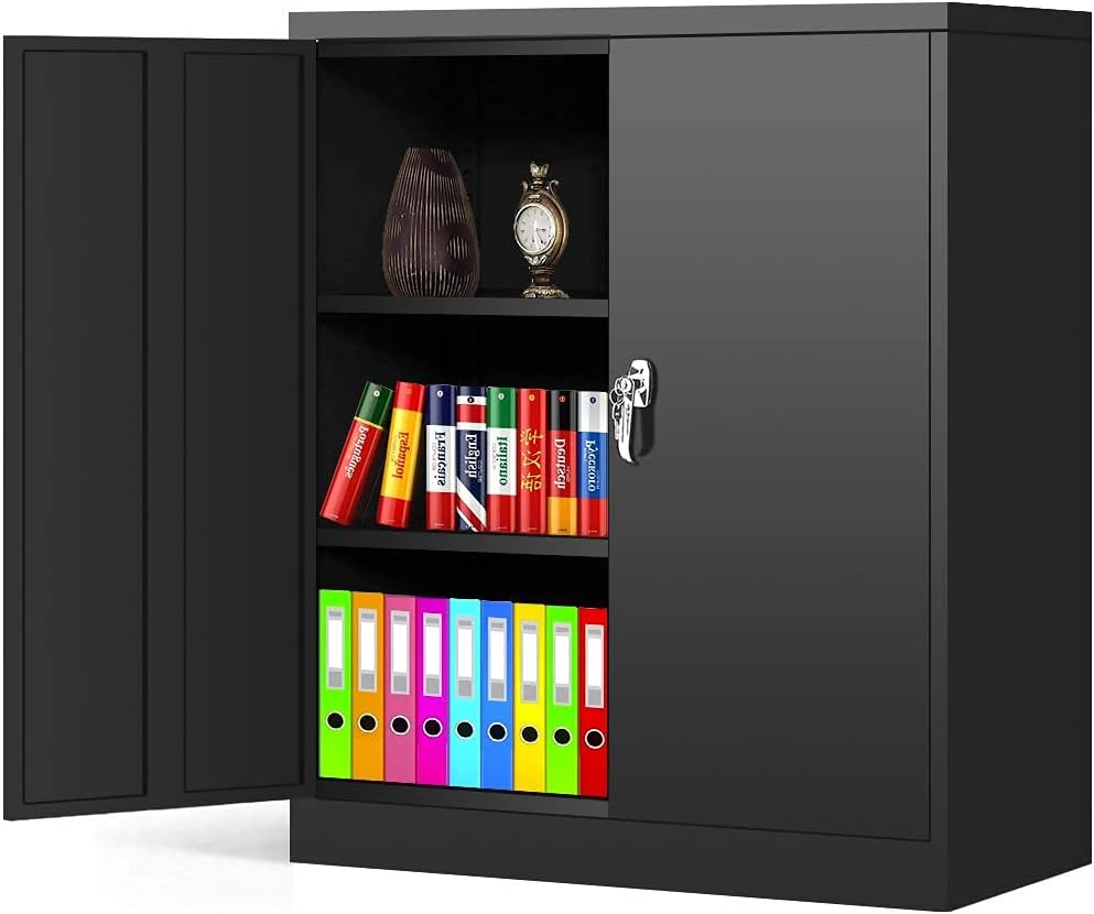 Locking Metal Cabinet with 2 Doors, 4 Adjustable Shelves, 72" U357