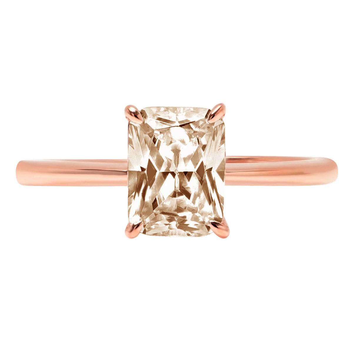 2.5ct Radiant Cut Champagne Simulated Diamond 18k Rose Gold Ring N163