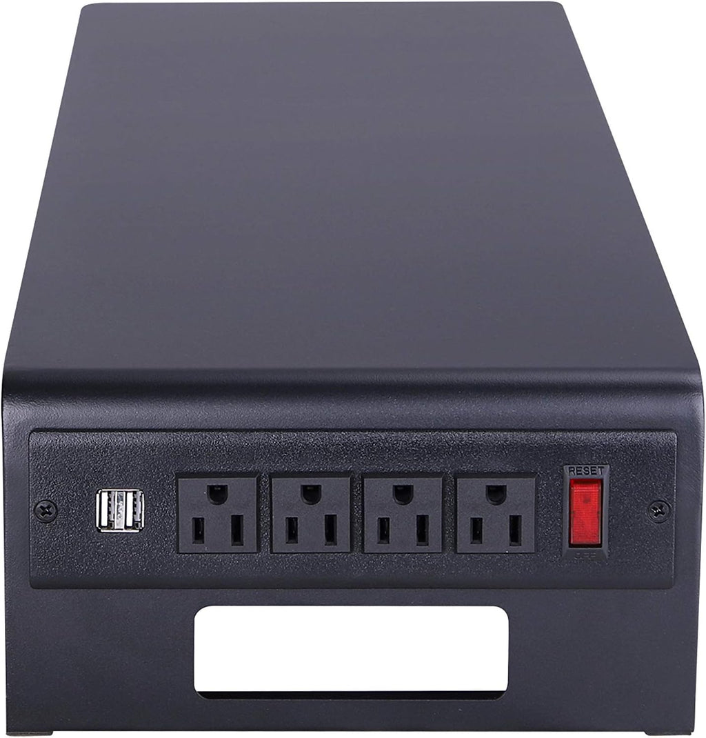 Black Dual Monitor Stand with AC Power Supply & USB 2.0 Charging J8549
