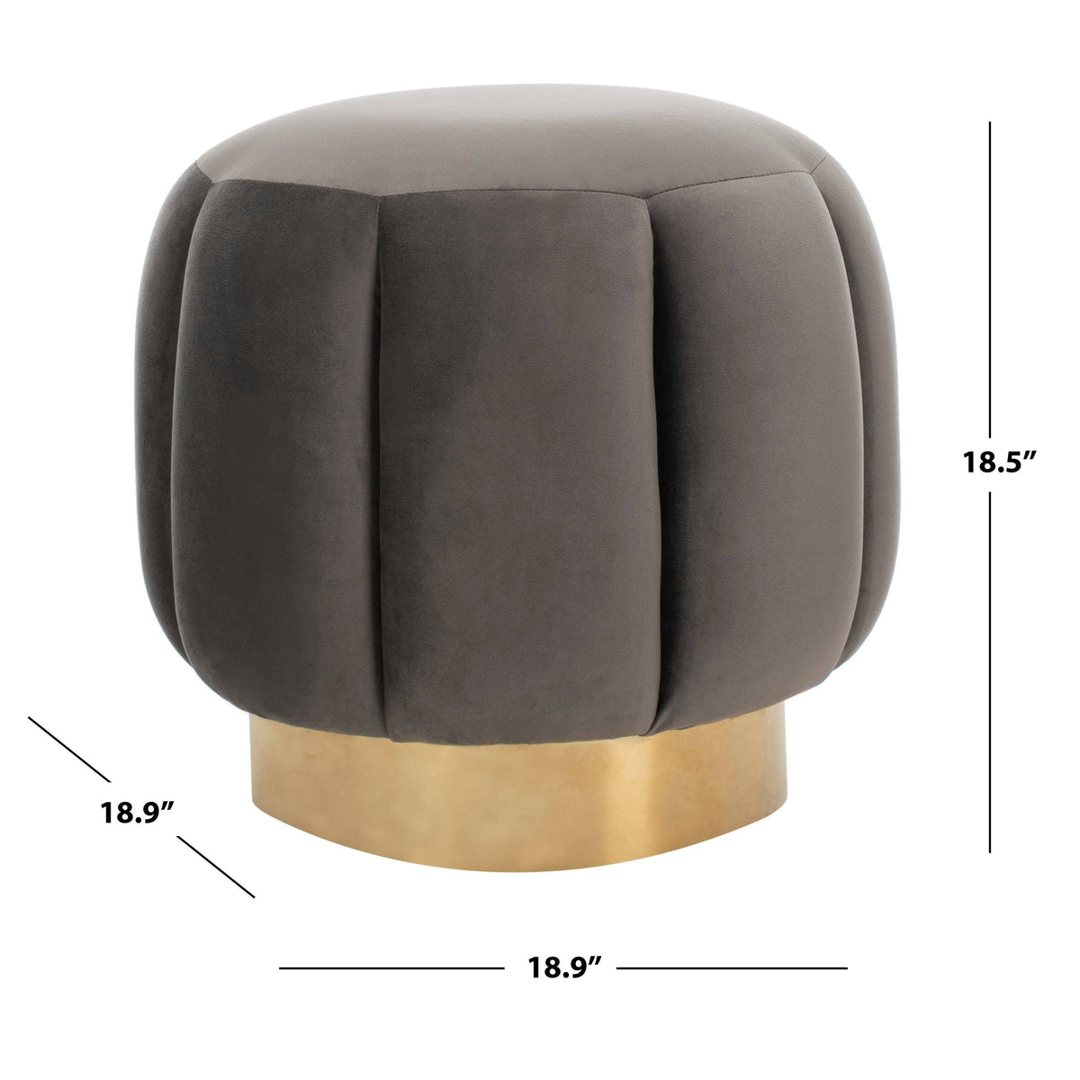 Dark Gray Channel Tufted Ottoman B49070