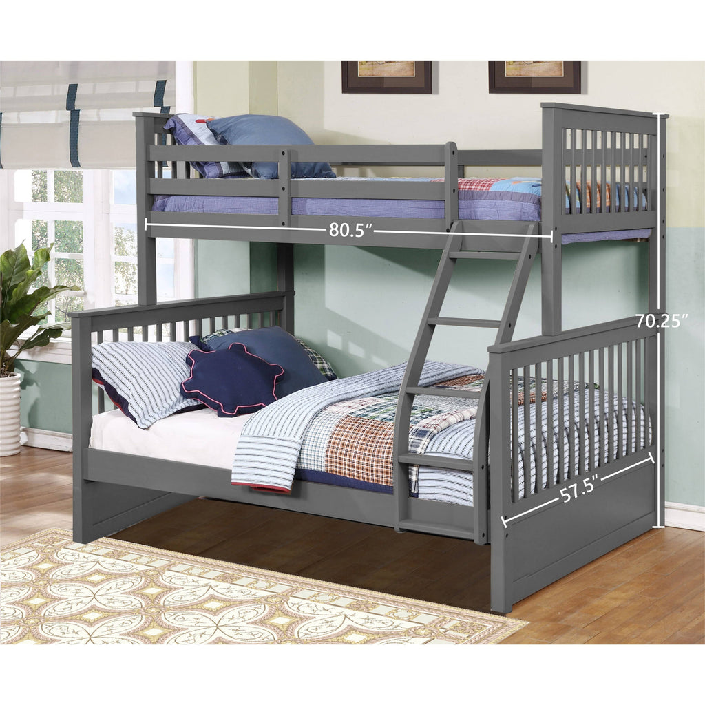 Convertible Twin Over Full Bunk Bed with Trundle B1868