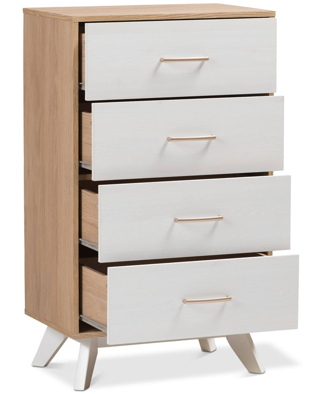 Natural Oak and Whitewashed Wood 4-Drawer Chest F778067