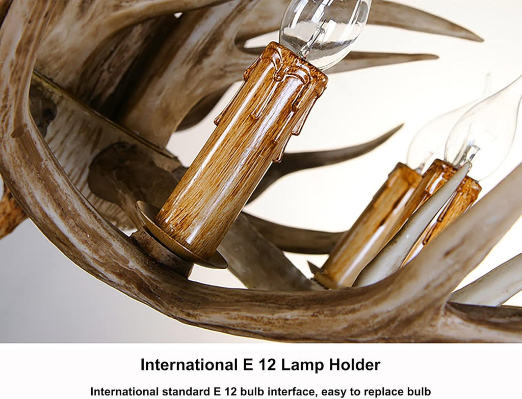 Antler Chandelier 8 Light Rustic Resin Deer Horn Pendant Light D492