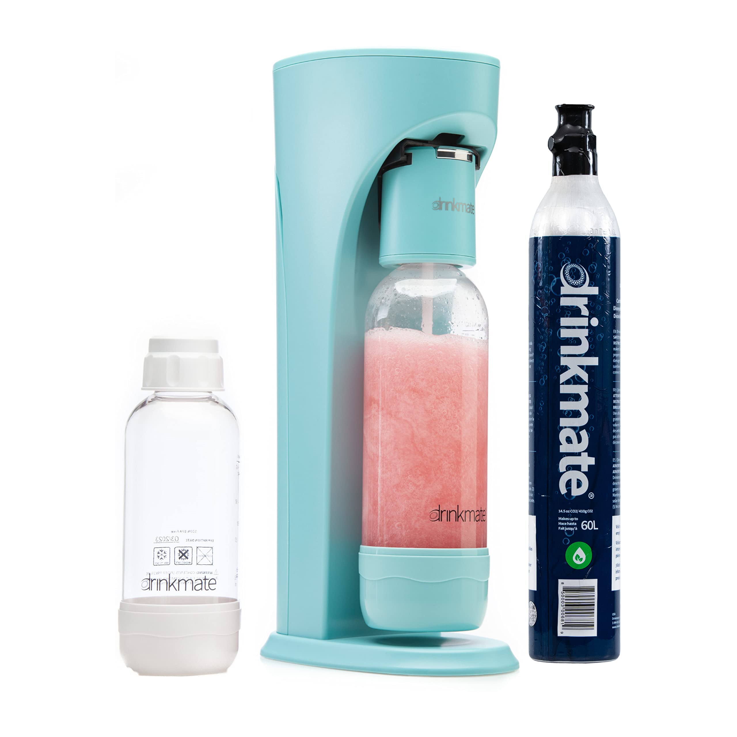 Sparkling Water and Soda Maker with 60L CO2 Cylinder, Two Carbonation Bottles, and Fizz Infuser A122