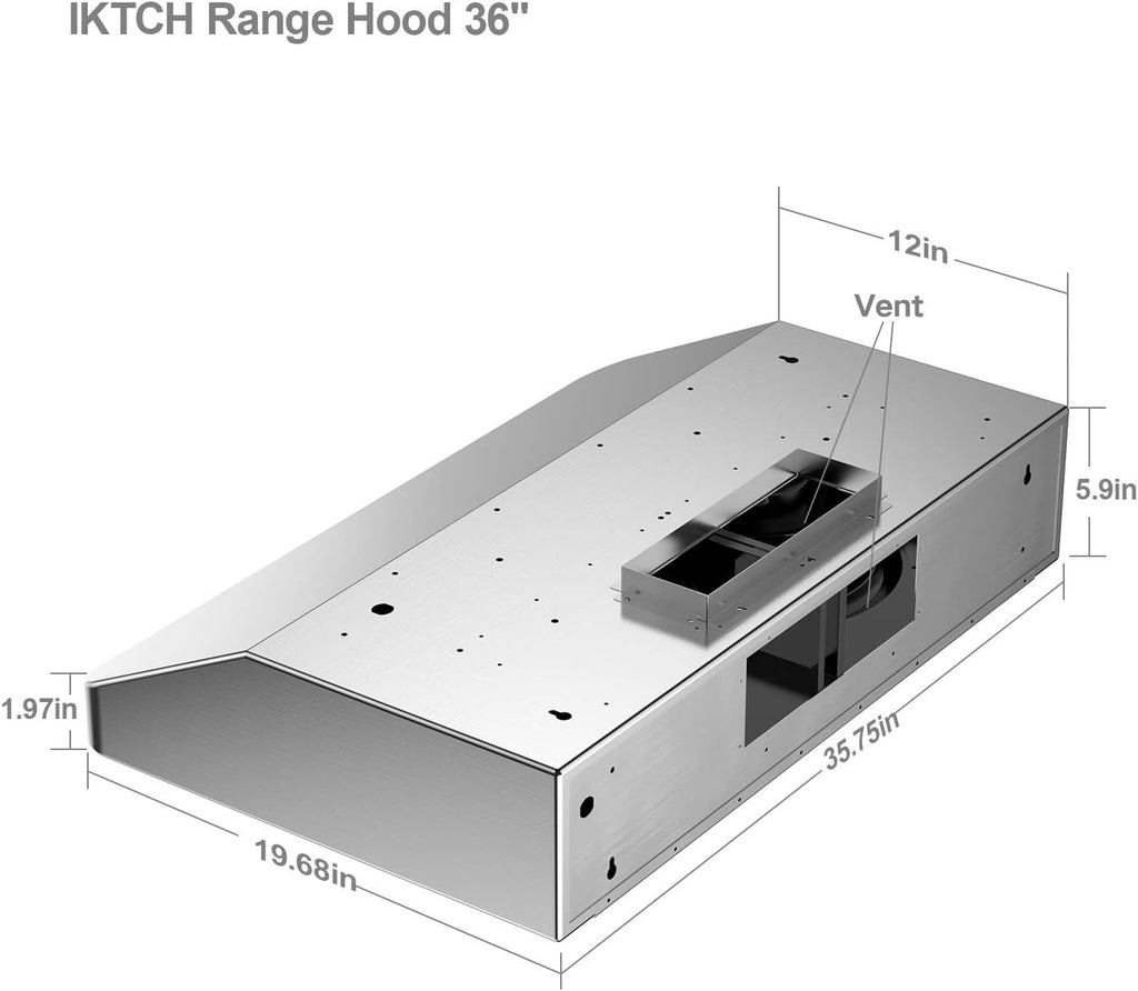 36 Inch Under Cabinet Range Hood with 900-CFM Stainless Steel A9897
