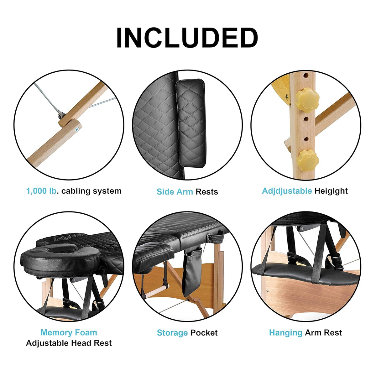 Portable Bi-Fold Memory Foam Massage Table with Carrying Case Y967