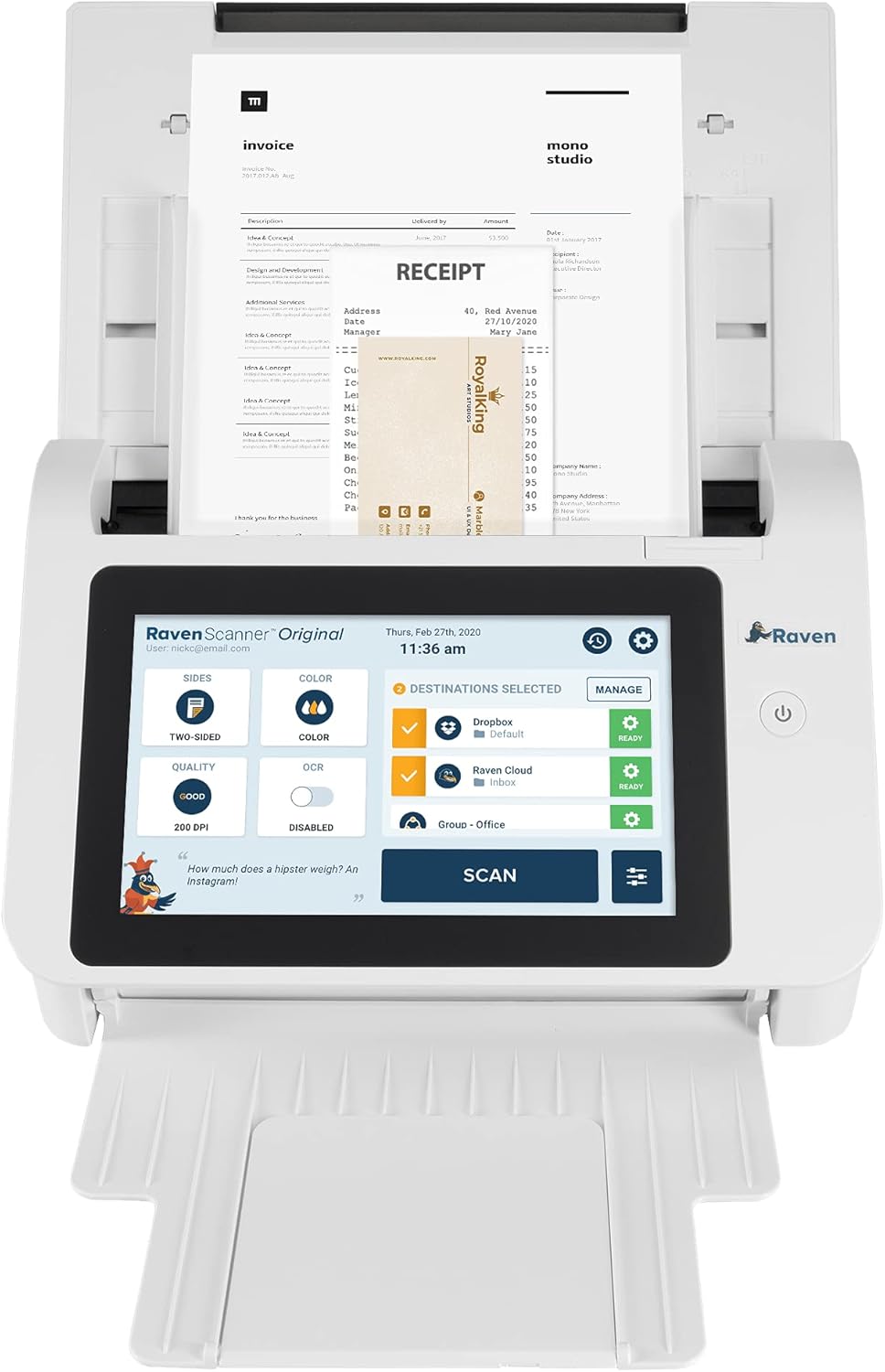 Document Scanner with Touchscreen, Color Duplex Feeder, Wireless Scanning F39351