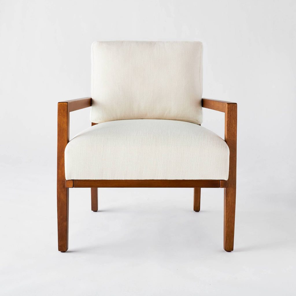 Cane Back Accent Chair Cream/Mid-tone Wood W4642