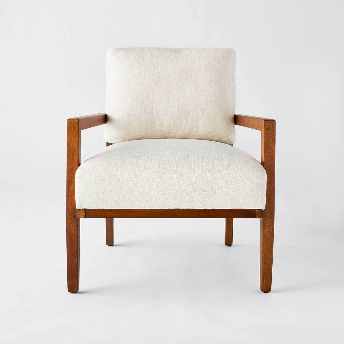 Cane Back Accent Chair Cream/Mid-tone Wood W4642