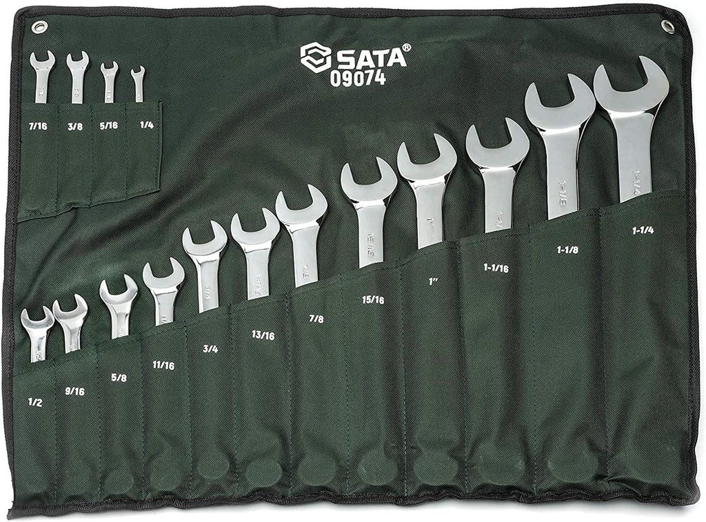 23-Piece Full-Polish Metric Combination Wrench Set with Offset Box Ends and Tool Roll X925