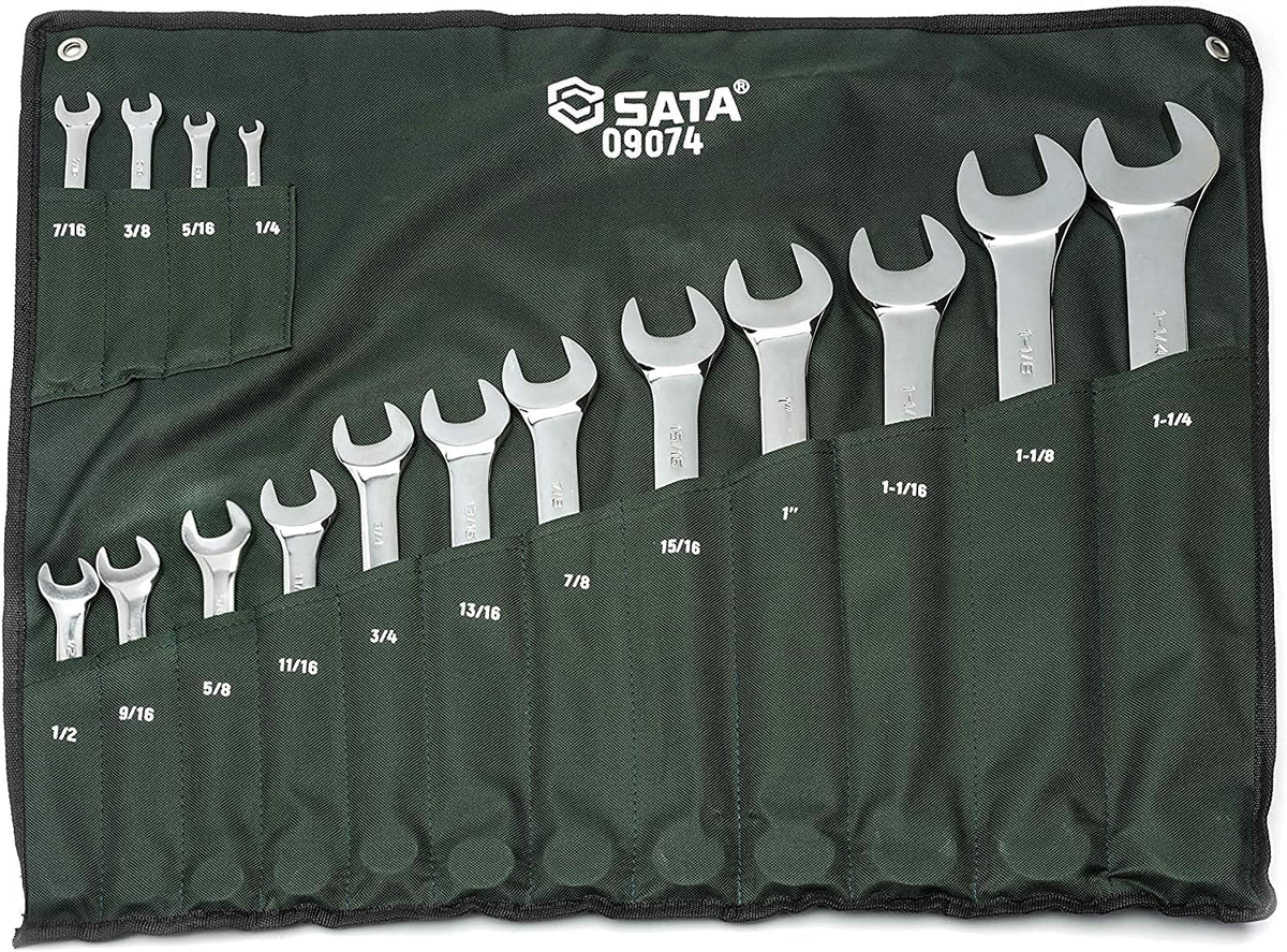 23-Piece Full-Polish Metric Combination Wrench Set with Offset Box Ends and Tool Roll X925