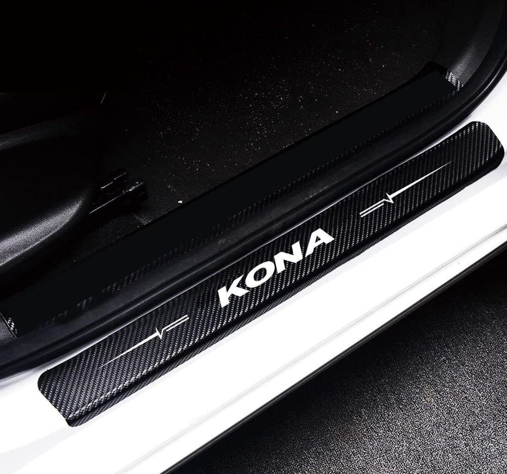 4Pcs Reflective 4D Carbon Fiber Leather Door Sill Protector Sticker V58865