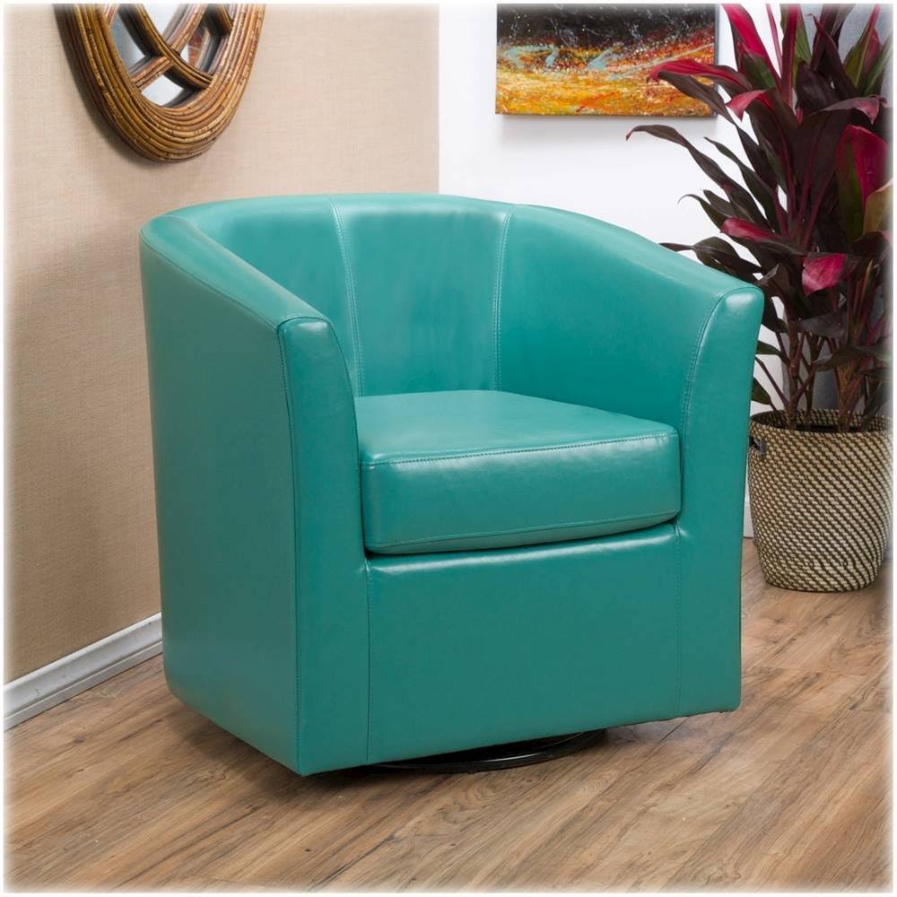 Turquoise Faux Leather Swivel Club Chair W99735