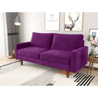 Eggplant Velvet Square Arm Sofa I735