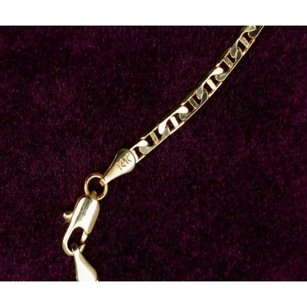14K Bonded Gold Cuban Chain Necklace with Initial Letters Charm N477