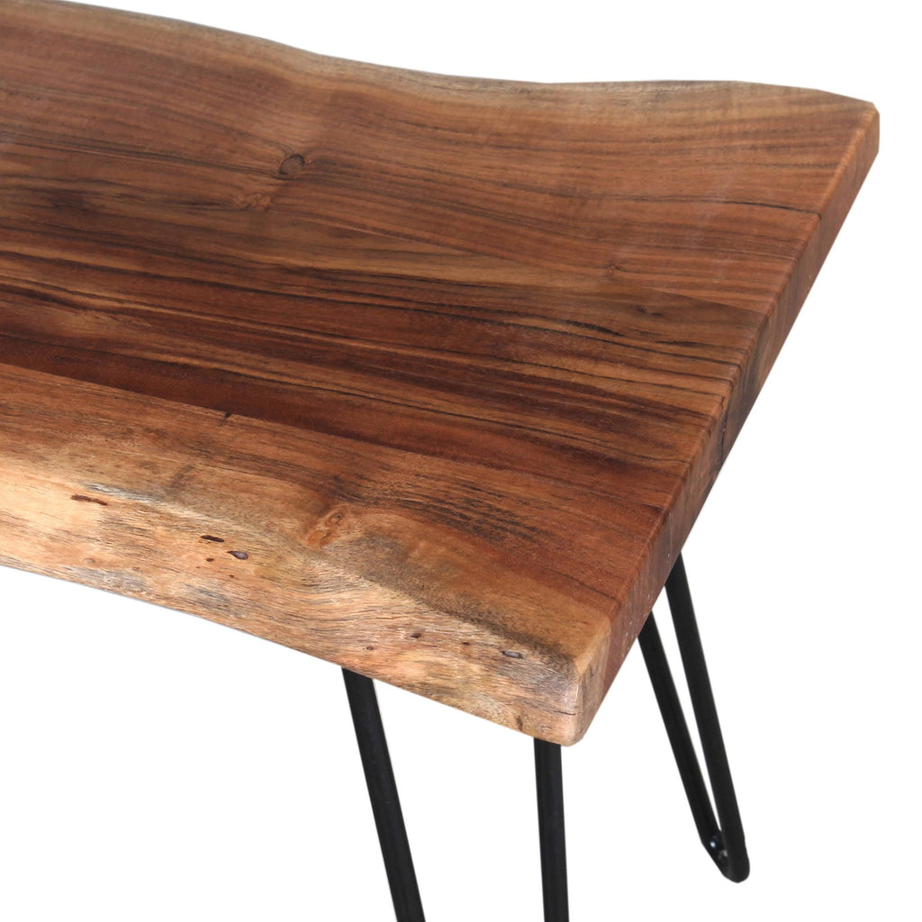 Natural Live Edge Wood Bench with Metal E73919