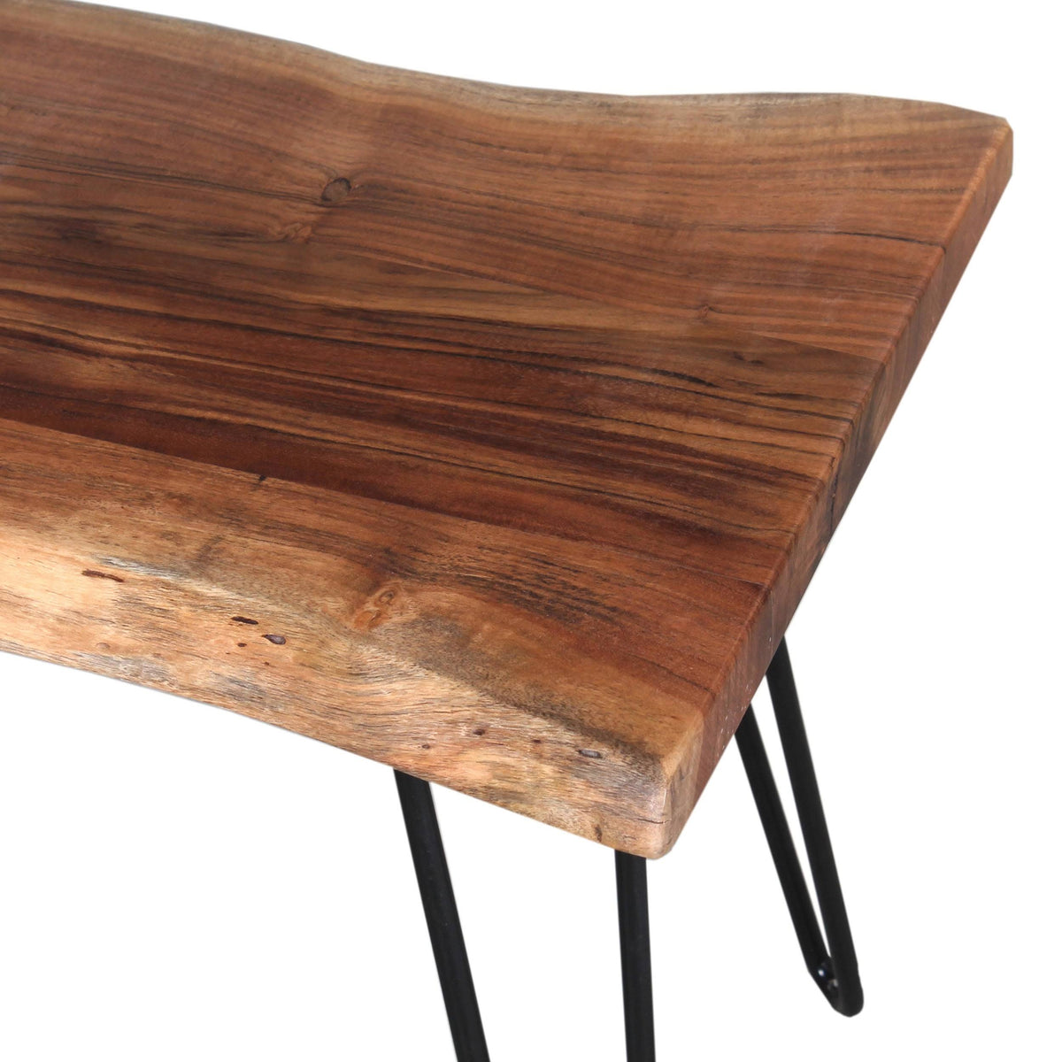 Natural Live Edge Wood Bench with Metal E73919
