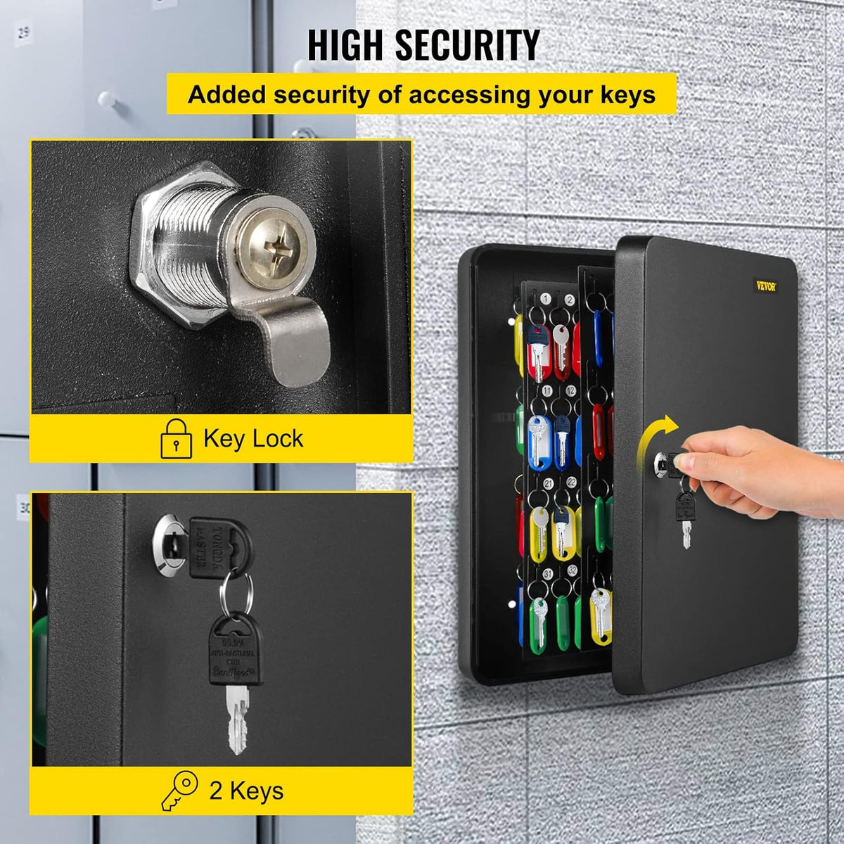 Black Wall Mounted Steel Key Cabinet (240 Positions) N8170