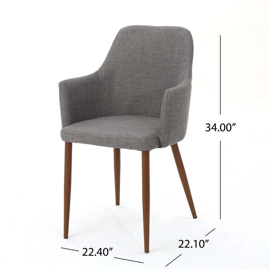 Fabric Upholstered Dining Chairs, Set of 2, Light Gray and Dark Walnut J71718