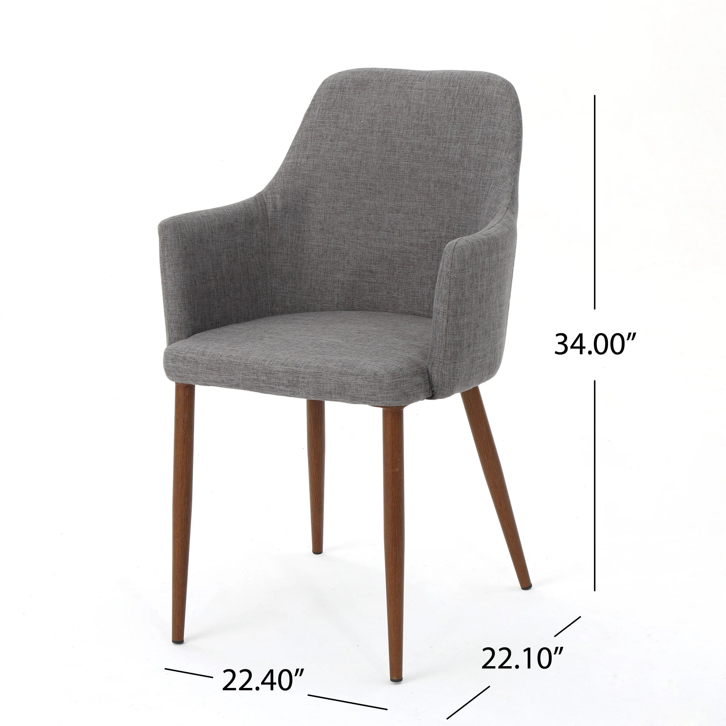 Fabric Upholstered Dining Chairs, Set of 2, Light Gray and Dark Walnut J71718