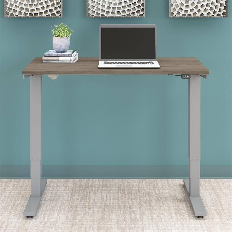 Electric Height Adjustable Standing Desk in Modern Hickory Y35664