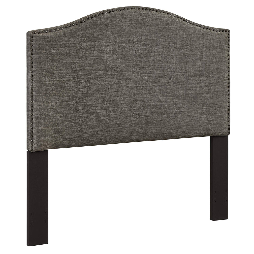 Gray Upholstered Camelback Full Queen Panel Headboard W902546